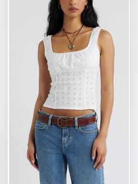 NWT BP. Ruched Cotton Eyelet Tank